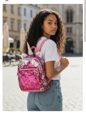 Target Unicorn Sequined Pink Mini Backpack New